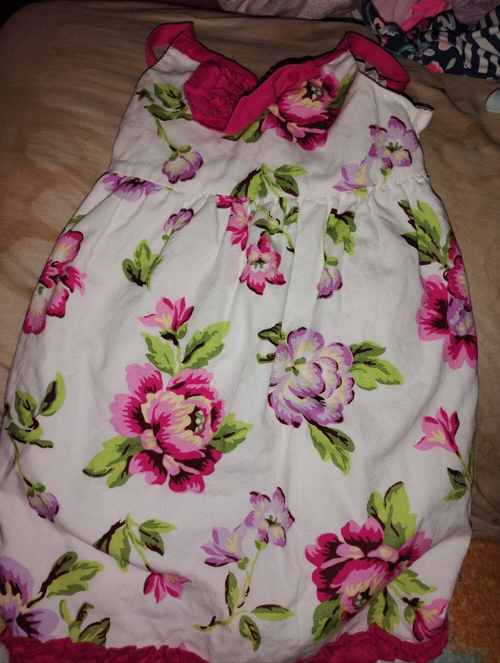 Penelope Mack Toddler Girls' White Dress with Pink Floral Print
